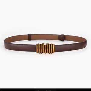 Brown and Gold Stylish Belt with Unique Buckle Design